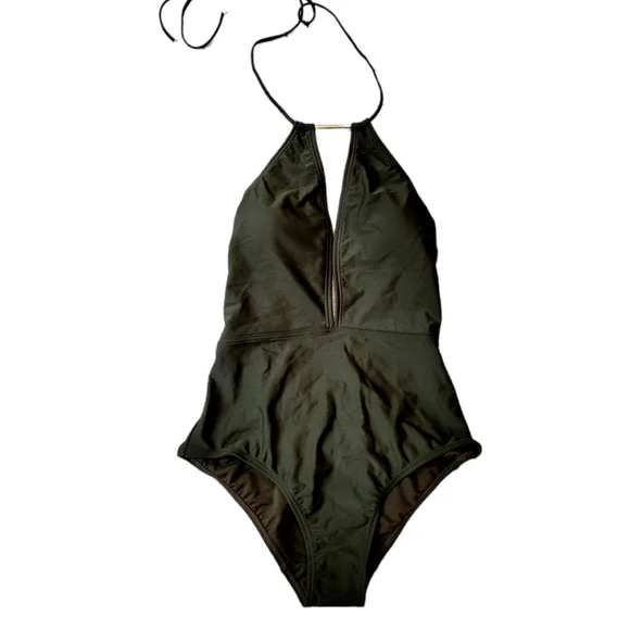 NWT Ted Baker Olive Green One Piece Halter Swimsuit 4 - Picture 2 of 9